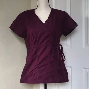 Koi - Classic Lindsay Style in Grape Scrub Top